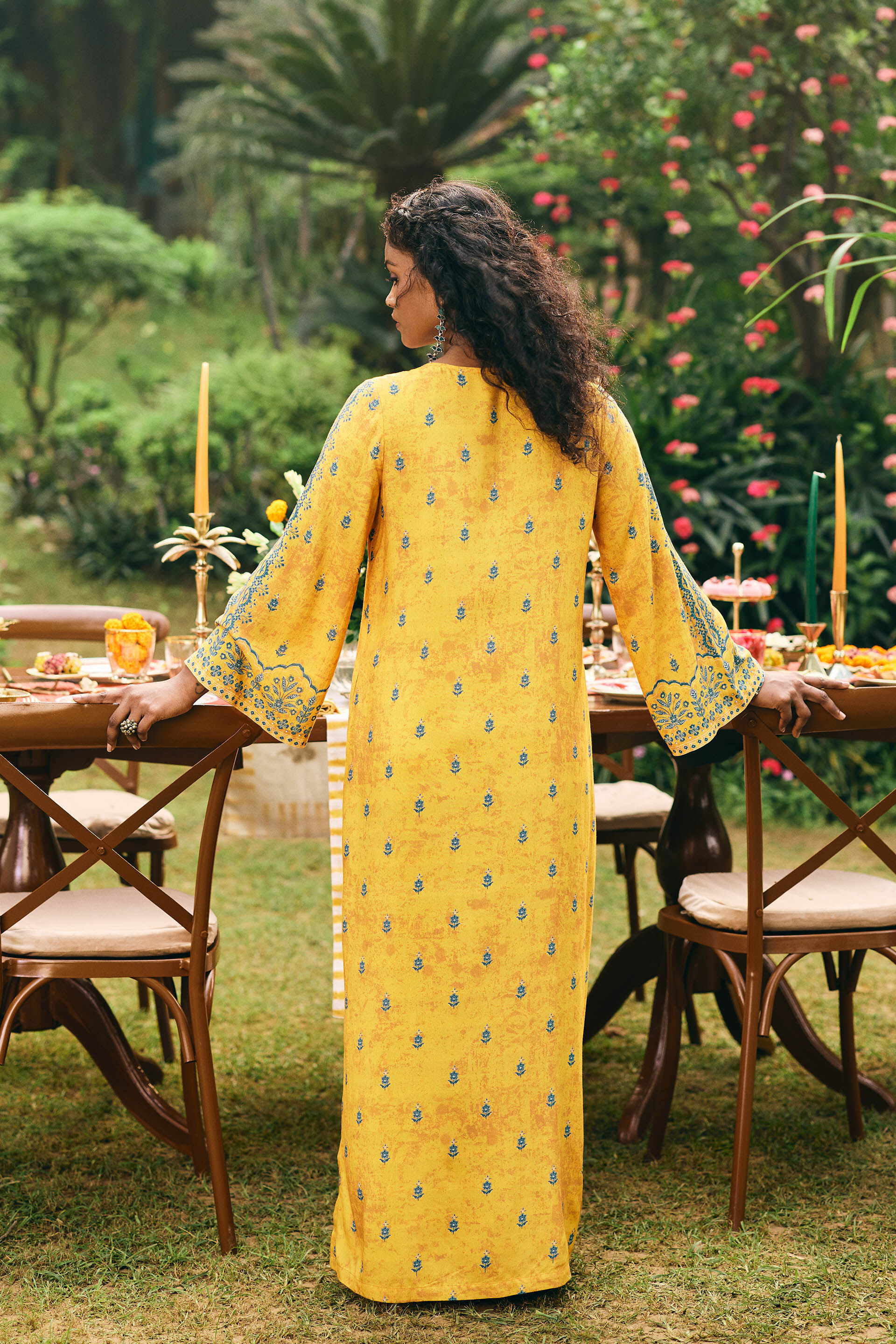 Sunehri Kaftan Maxi, Mustard, image 3